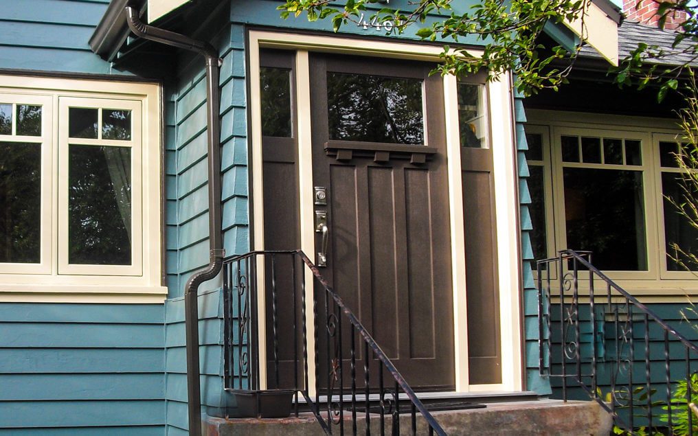 front entry door with dentil shelf craftsman style door